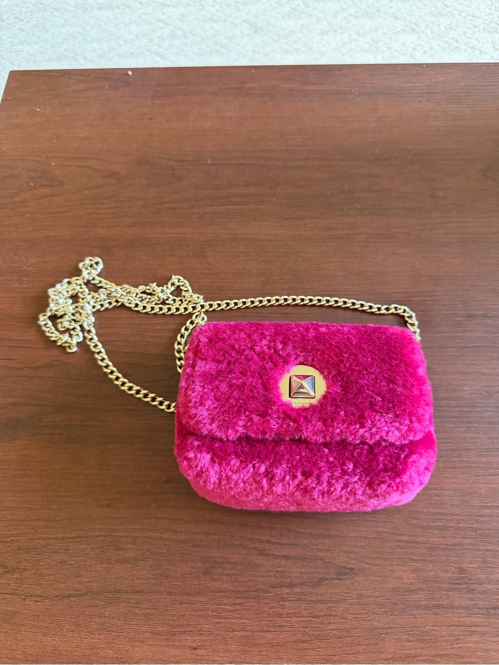 kate spade Plush Fuchsia Crossbody Bag with Gold Chain